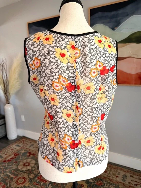 Vintage Yellow & Red Floral Short Sleeve Tank and Topper - Picture 10 of 12